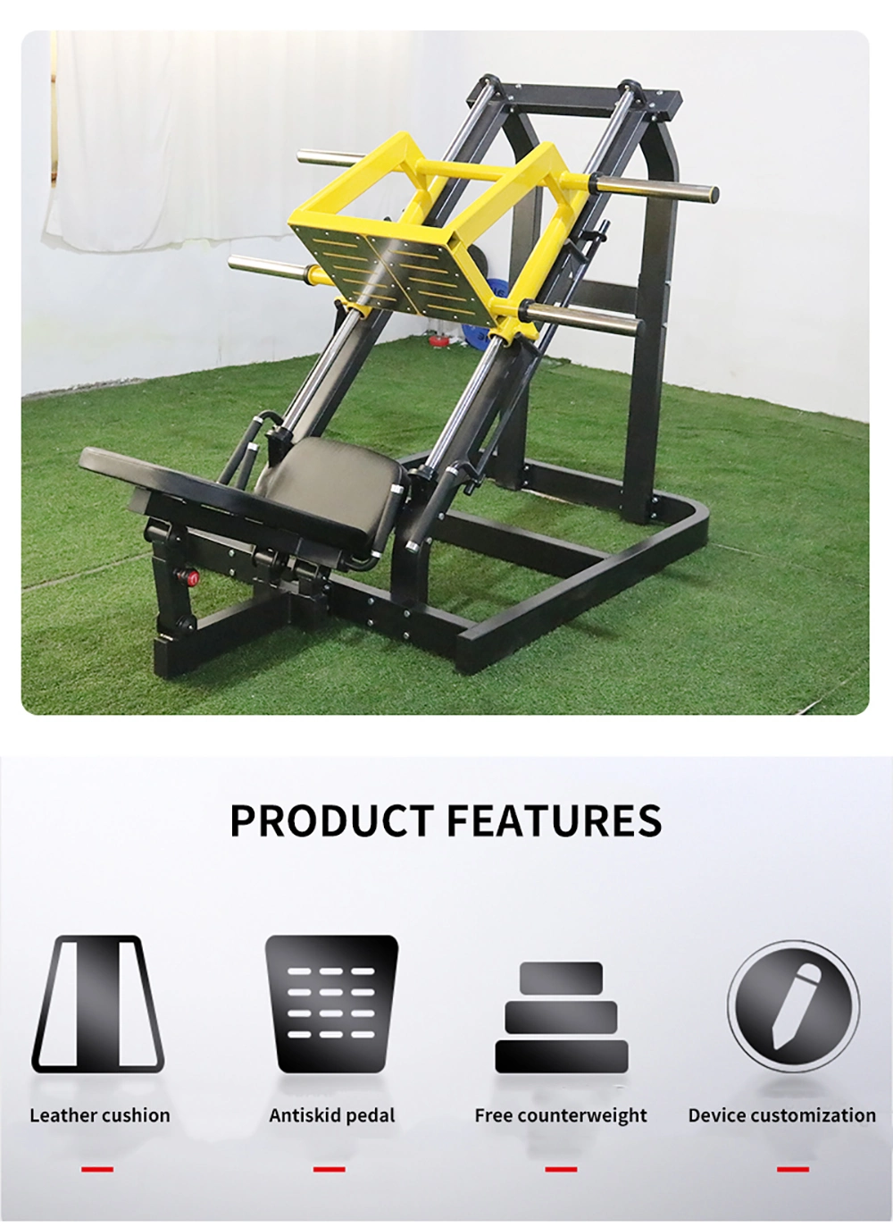 Gym Free Weights Leg Press Sports Exercise Reverse Pedal Trainer 45 Degree Inverted Pedal.