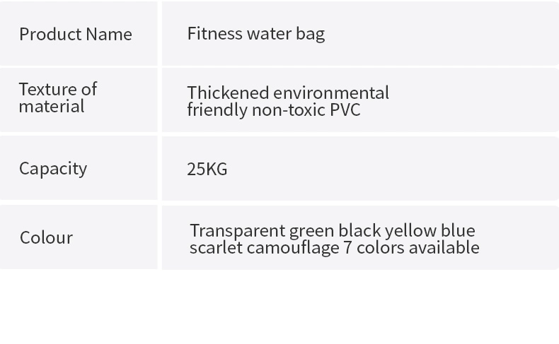 Water Power Bag Home Fitness for Training Heavy Duty Water Weights Power Bag for PVC Aqua Bag