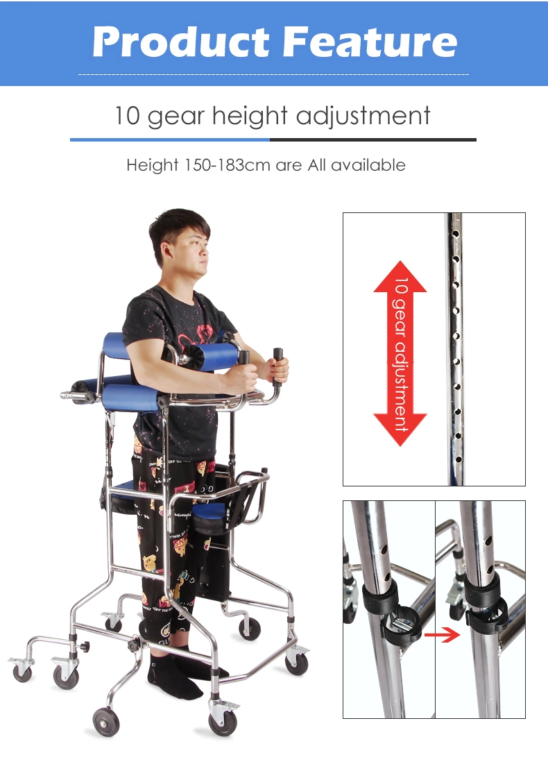 Elderly Walking Aid Stroke Hemiplegia Rehabilitation Equipment Handbrake Foot Brake 8 Universal Wheels